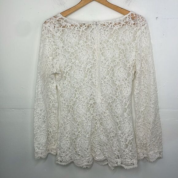 Umgee Lace Top Womens Scalloped Hem Boho Top size Small Ivory White - Picture 8 of 14